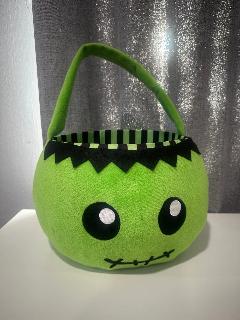 Green Frankenstein Plush Halloween Bucket with Handle